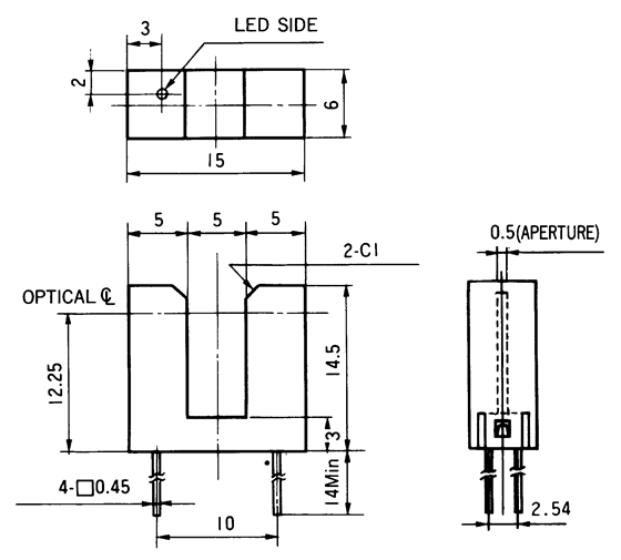 光電傳感器（光學(xué)傳感器）OJ-1306尺寸規(guī)格