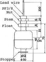 液位開關(guān)（液位傳感器/水位開關(guān)）RFS6-1尺寸規(guī)格